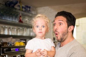 Funny portrait of father and daughter